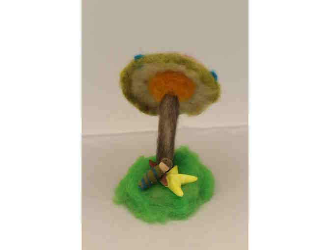 Felted Mushroom with winged Fairy Baby