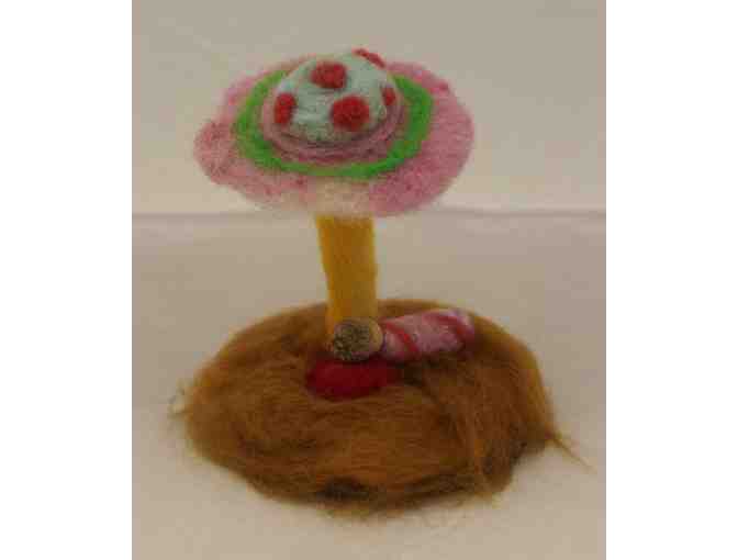 Felted Mushroom with resting Fairy Baby