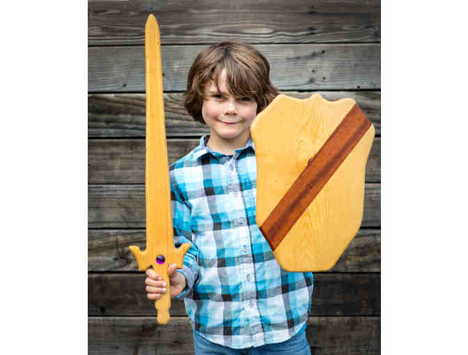 Wooden Sword and Dagger with Shield Set