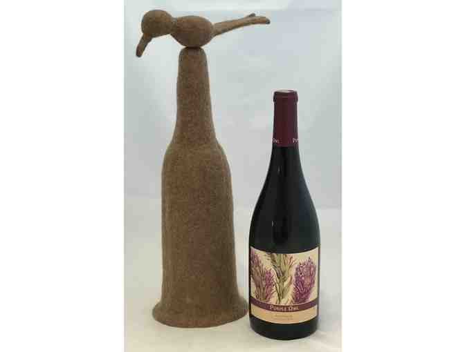 2014 Purple Owl Pinot Noir with Felted Bird Wine Cover - Photo 1