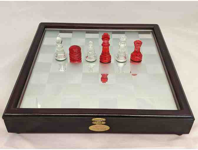 IN-N-OUT Glass Chess /Checkers Set with Wooden Case