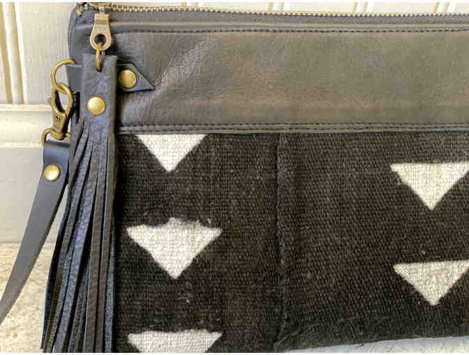 Mudcloth and Leather Handbag - Angeline Apparel