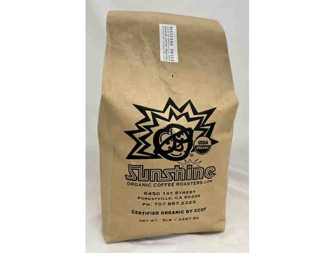5 lbs Bag of Organic Whole Bean Coffee by Sunshine Organic Coffee Roasters