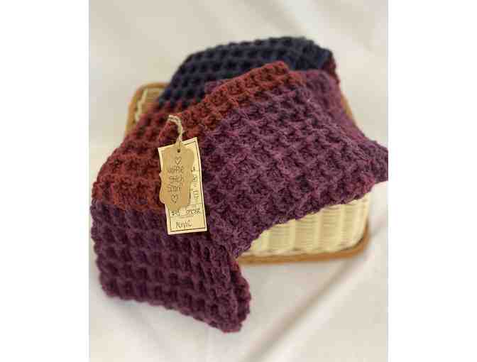 Waffle Stitch multi-color Knitted Scarf by Heart of Wool