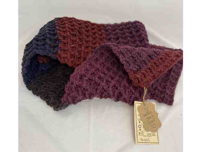 Waffle Stitch multi-color Knitted Scarf by Heart of Wool