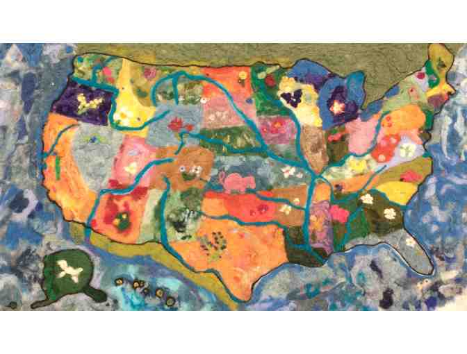 Felted World Map Wall Hanging Created by 5th Grade - Photo 1