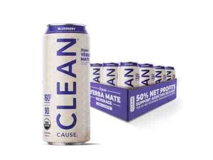Clean Cause Non-Carbonated Organic Yerba Mate Case of 12 - Blueberry