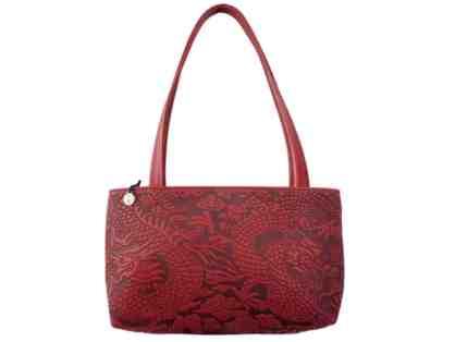 Leather Embossed Handbag Cloud Dragon (red)