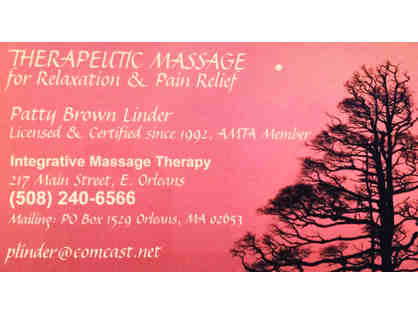 MASSAGE PACKAGE, THREE ONE HOUR MASSAGES WITH PATTY BROWN LINDER, LICENSED THERAPIST