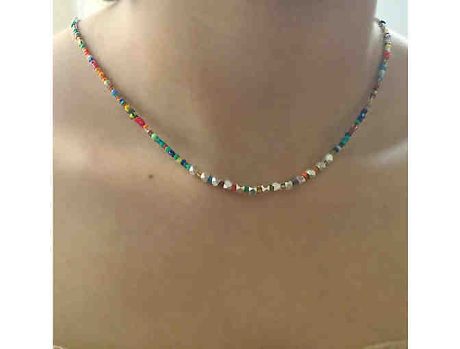 MOMandPOM Colorful Necklace with Hill Tribe Silver & African Christmas Beads