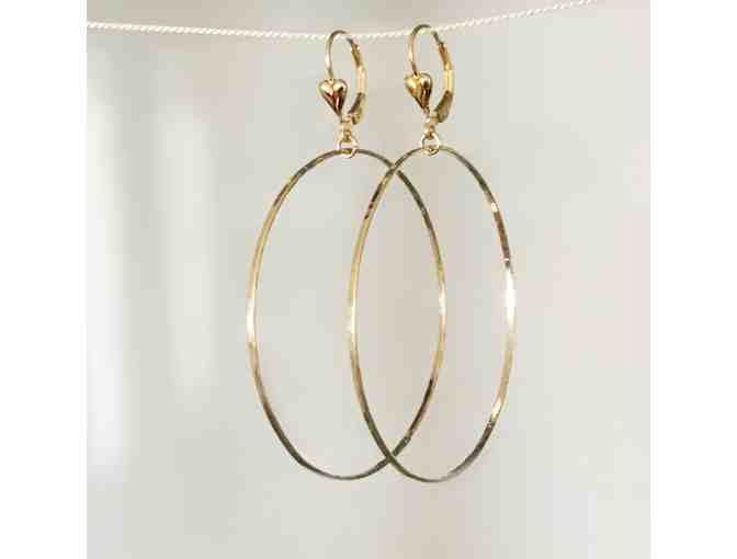 MOMandPom 14k gold filled hoop earrings with heart lever back