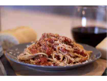 Spenelli Family Red Meat Sauce and Bottle of Wine