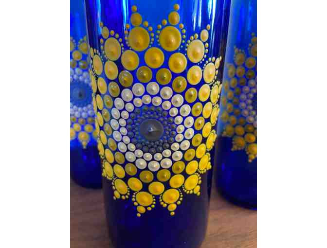 Painted Mandala Wine Bottle with lights