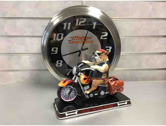 Harley Davidson Clock and Biker Bulldog