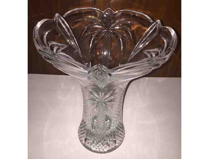 Large Palmetto Tree Crystal Vase