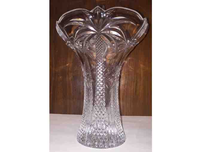 Large Palmetto Tree Crystal Vase