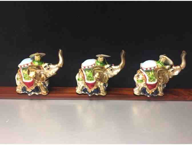 Three Elephant Glass Ornaments
