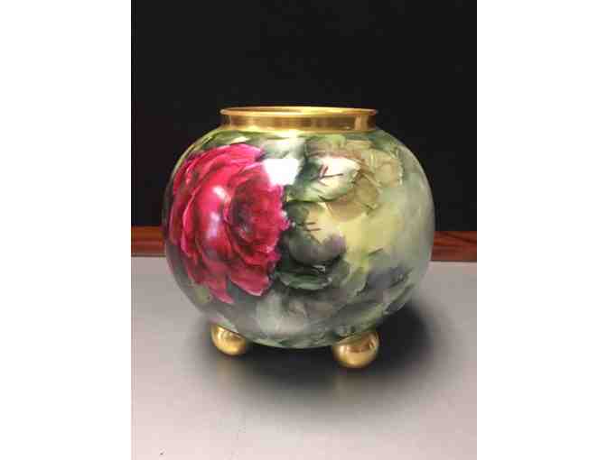 Small Antique Hand Painted Haviland Limoges Footed Rose Bowl