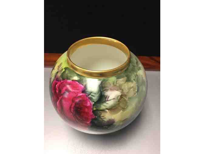 Small Antique Hand Painted Haviland Limoges Footed Rose Bowl