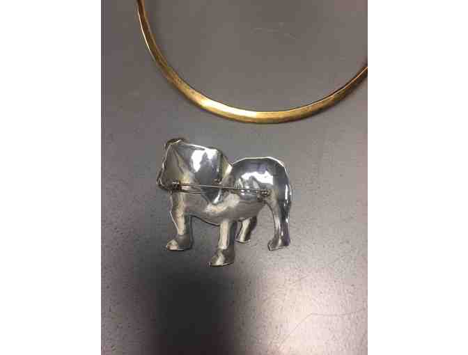 Hammered Bulldog Necklace/Pin