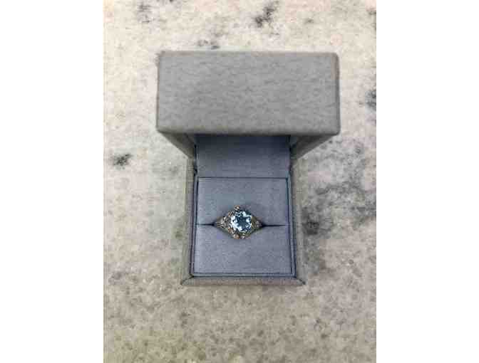 Croghan's Jewelry Box Platinum Blue Topaz Diamond Ring