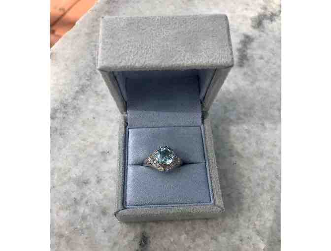 Croghan's Jewel Box Platinum Blue Topaz Diamond Ring