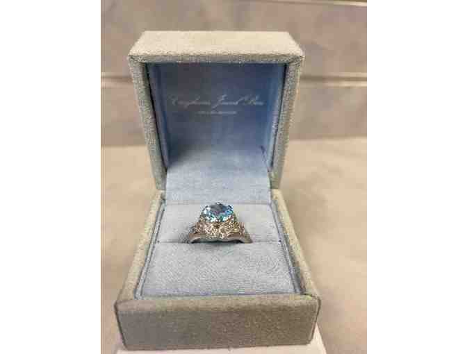 Croghan's Jewel Box Platinum Blue Topaz Diamond Ring