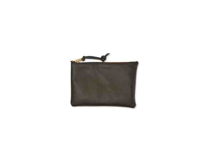 Filson Hoback Buffalo Plaid Scarf & Medium Brown Leather Pouch