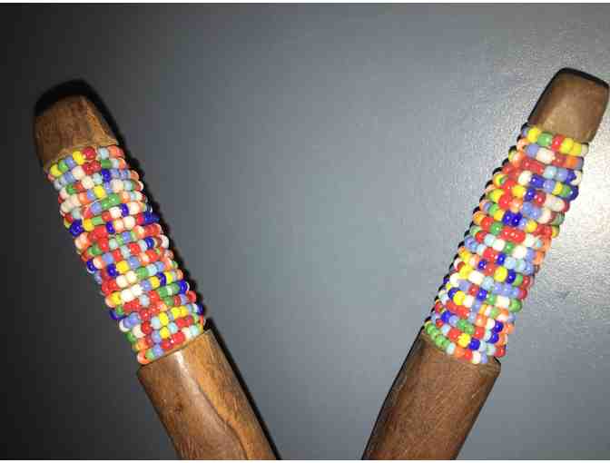 Hand Carved and Beaded Salad Tongs from Kenya