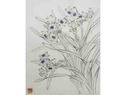 Narcissus, Gongbi Silk Painting