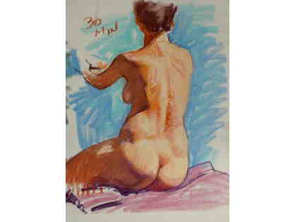 "Female Nude, Back View" pastel by Waif Mullis, PSA, PSWC-DP