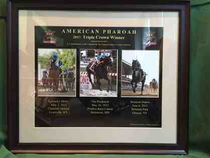 American Pharoah Triple Crown print - signed by Bob Baffert and Victor Espinoza