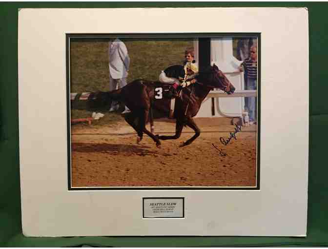 Seattle Slew wins the 1977 Kentucky Derby signed by Jean Cruguet