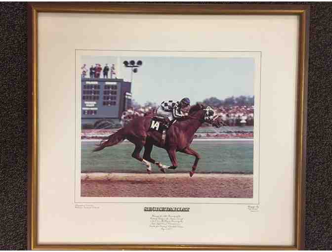 Lithograph of Secretariat 1973 Kentucky Derby win by Tony Leonard