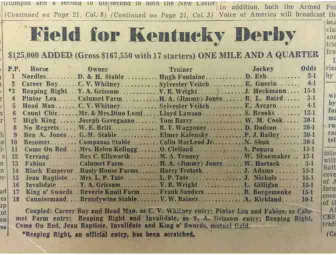 The Kentucky Derby Edition of the Morning Telegraph Published Saturday, May 5, 1956