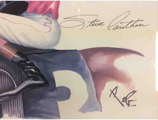 Framed Rendition of a Steve Cauthen Jockey of Affirmed - signed by PEB