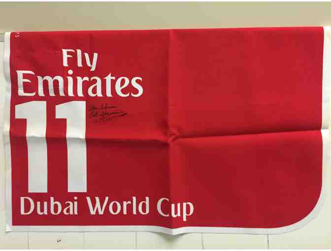 California Chrome Dubai World Cup Saddle Cloth replica Signed by Art and Alan Sherman