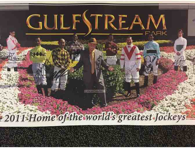 A 2011 GulfStream Park Jockey Hall of Fame Poster. Signed by all of the jockeys featured