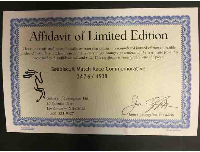 Limited Edition 476/1938 Framed Match Race Commemorative of Seabiscuit