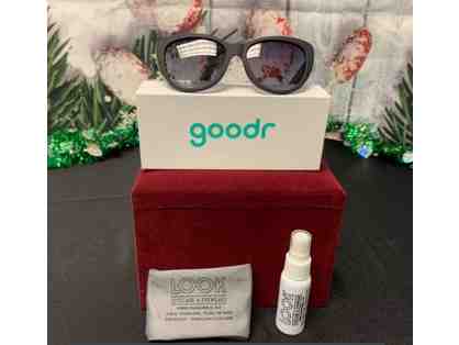 (1) Goodr Cateye Black Sunglasses, Cloth and Spray