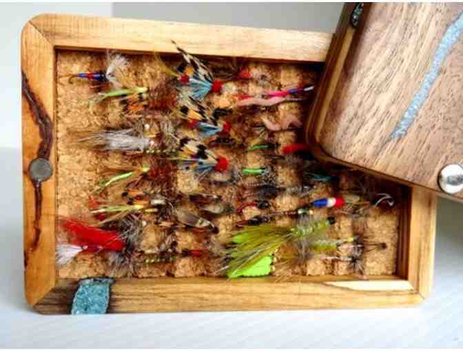 Out of the Riffle Woodworks Hand-Crafted FLY BOX with nearly Twelve Dozen Hand-Tied FLIES