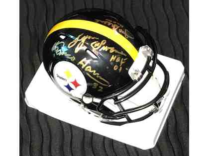 Autographed Pittsburgh Steelers Mini Helmet (Bettis/Harris/Greene/Swann/Blount)