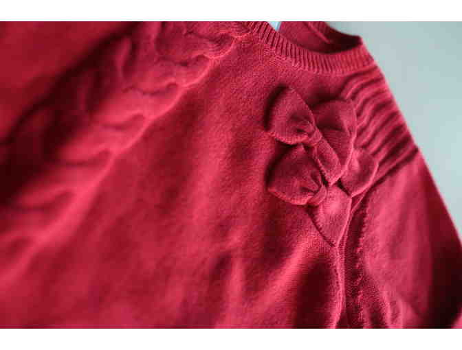 Jacadi Red Cable Pullover with Bows (Size 12)