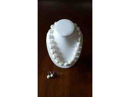 White Baroque Pearl Necklace with Earrings