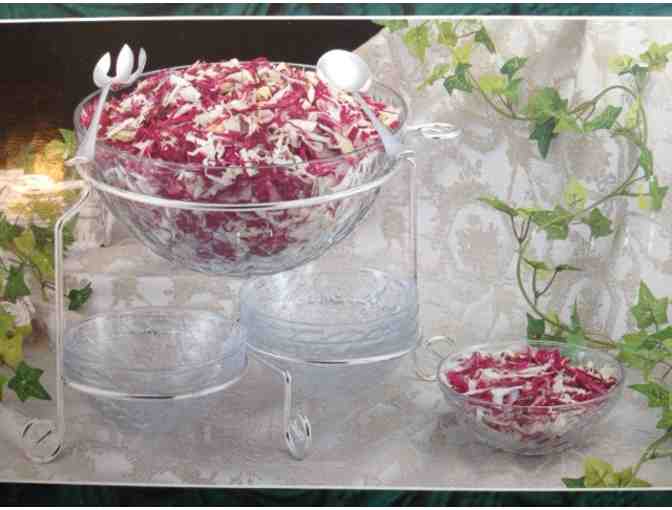 Silverplated Buffet Salad Set with Glass Bowls