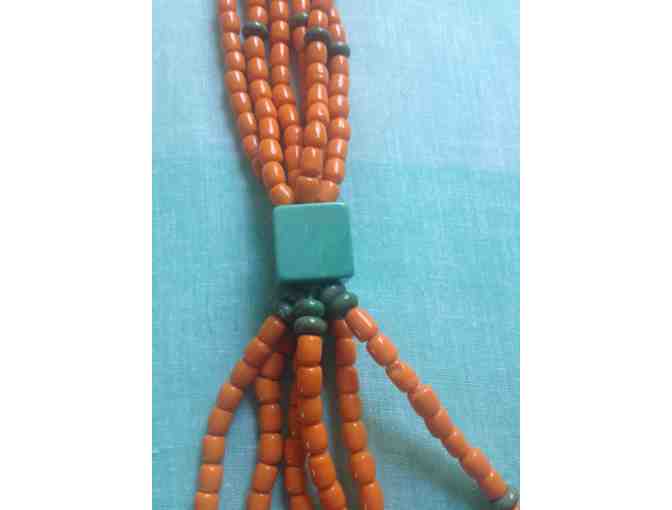Turquoise & Tangerine Handmade Native American Necklace