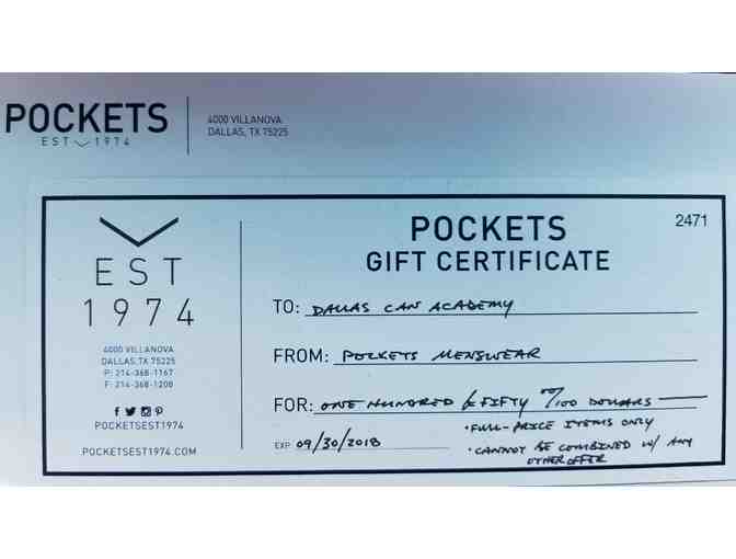 Pockets Menswear $150 Gift Certificate