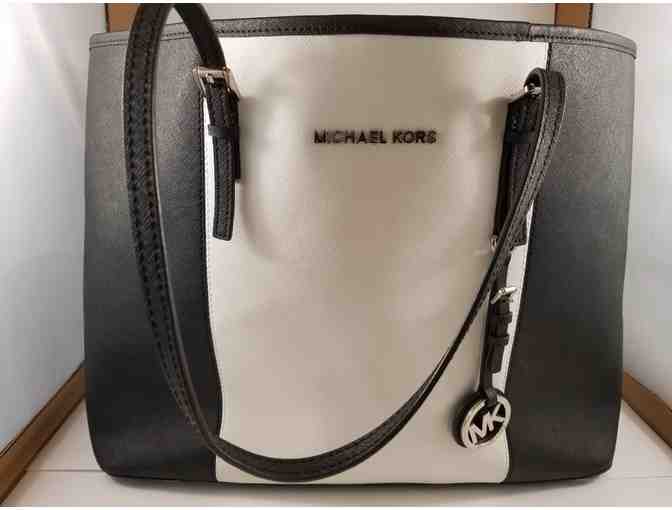 Michael Kors Black & White Leather Large Tote