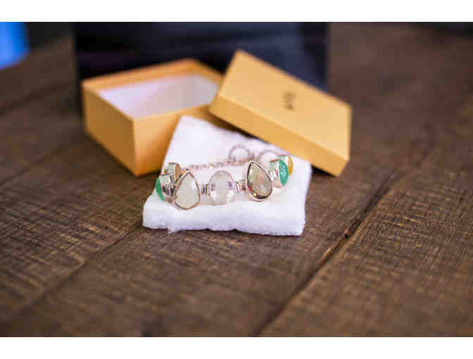 Sterling Silver Bracelet with Natural Colored Gemstones