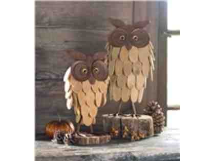 Plow & Hearth Rustic Metal And Wood Owls, Small & Large